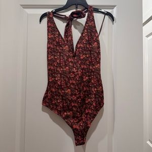 Free People Rose Halter Bodysuit